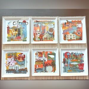 Crate & Barrel 6 City Appetizer Plates